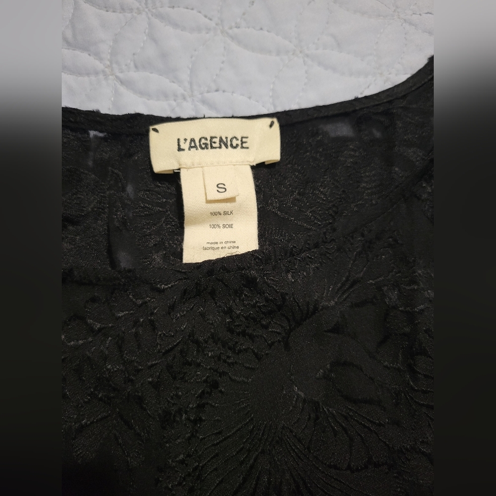 L'AGENCE Black Silk Lace Dress